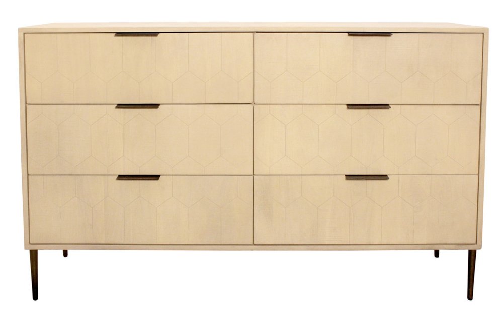 56" Natural Solid Wood Six Drawer Dresser HomeRoots