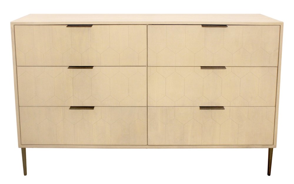 56" Natural Solid Wood Six Drawer Dresser HomeRoots