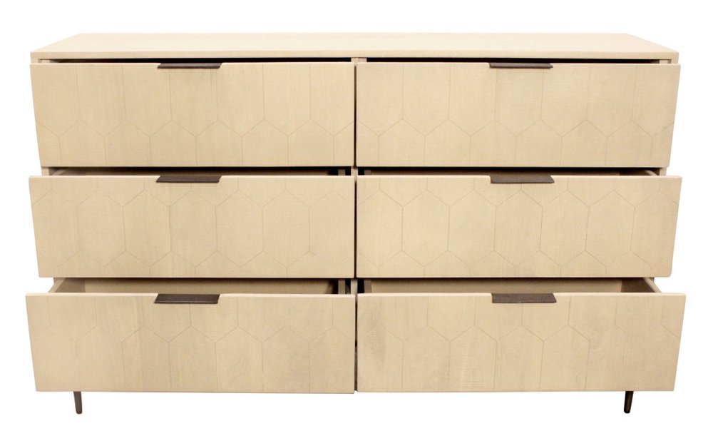 56" Natural Solid Wood Six Drawer Dresser HomeRoots