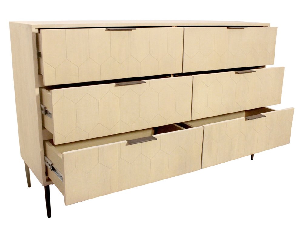 56" Natural Solid Wood Six Drawer Dresser HomeRoots