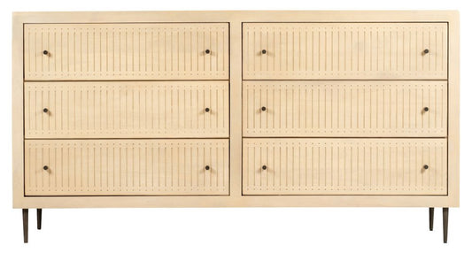 68" Natural Solid Wood Six Drawer Dresser HomeRoots