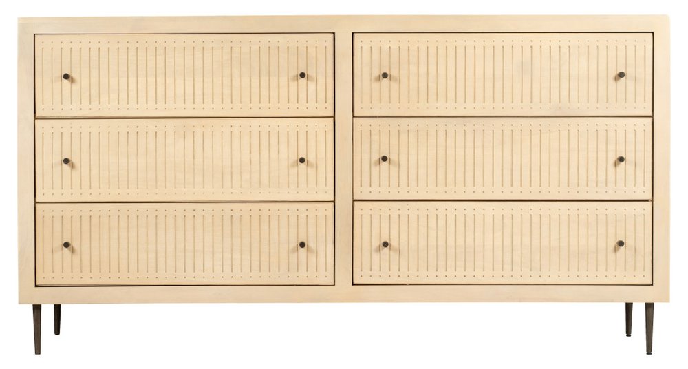 68" Natural Solid Wood Six Drawer Dresser HomeRoots