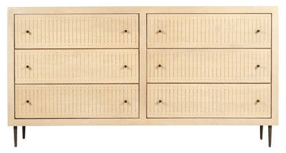 68" Natural Solid Wood Six Drawer Dresser HomeRoots