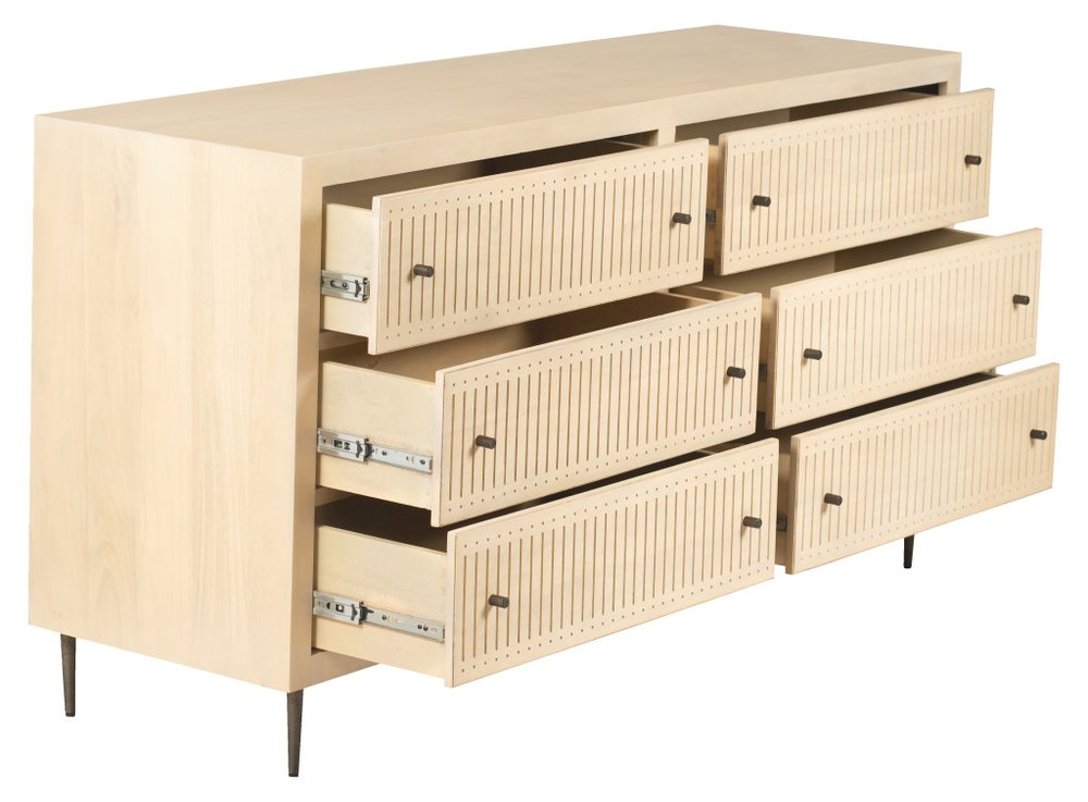 68" Natural Solid Wood Six Drawer Dresser HomeRoots