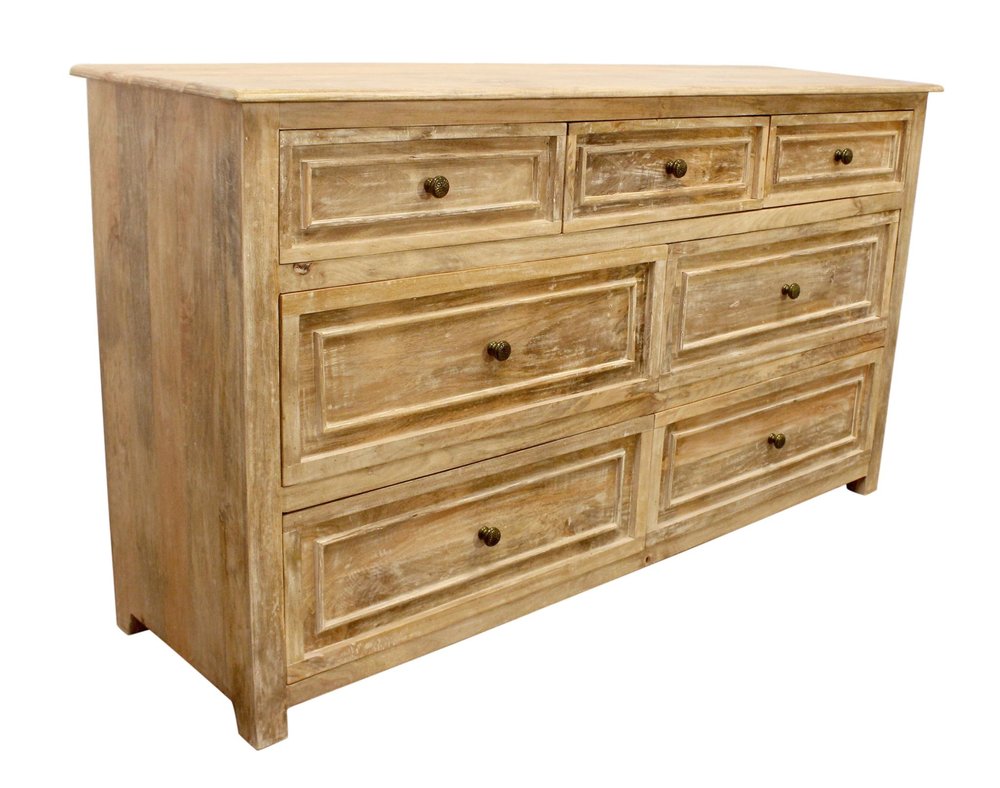 68" Natural Solid Wood Seven Drawer Double Dresser — view 4