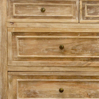 68" Natural Solid Wood Seven Drawer Double Dresser HomeRoots