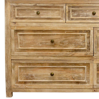 68" Natural Solid Wood Seven Drawer Double Dresser HomeRoots