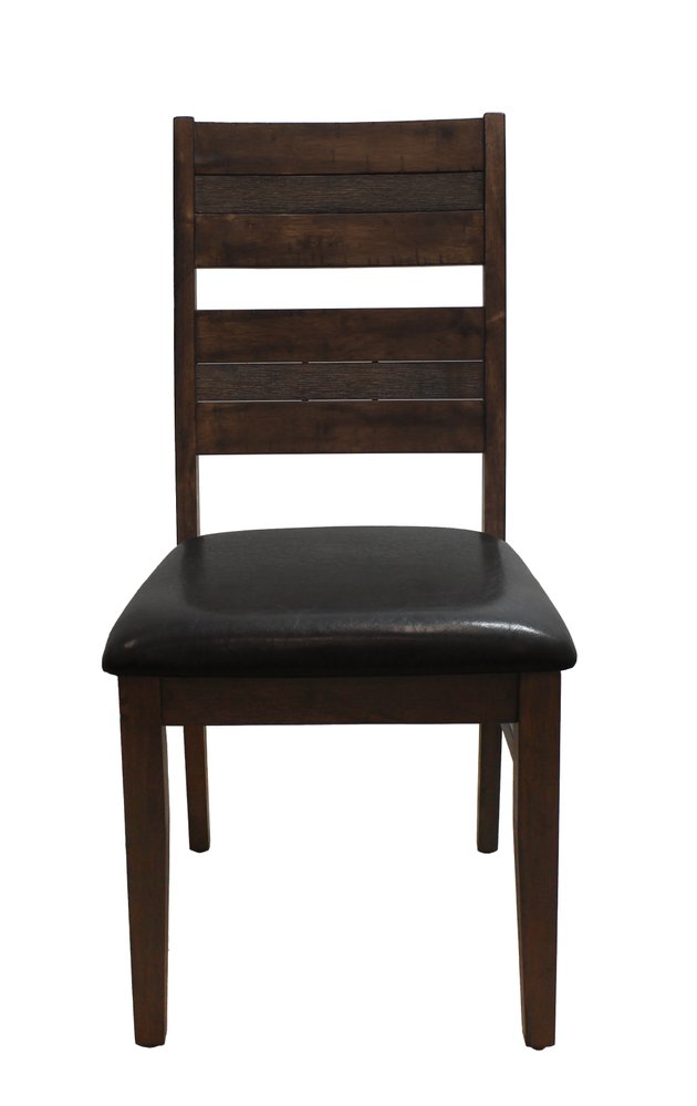 Set of Two Black And Dark Brown Faux Leather And Solid Wood Partially Open Back Dining Side Chairs HomeRoots