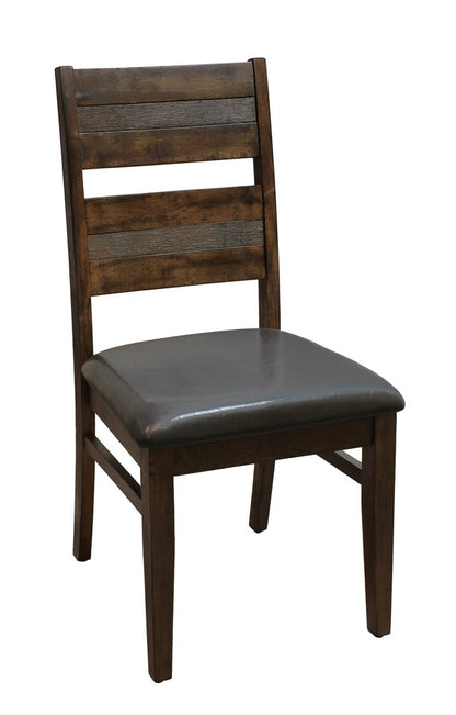 Set of Two Black And Dark Brown Faux Leather And Solid Wood Partially Open Back Dining Side Chairs HomeRoots