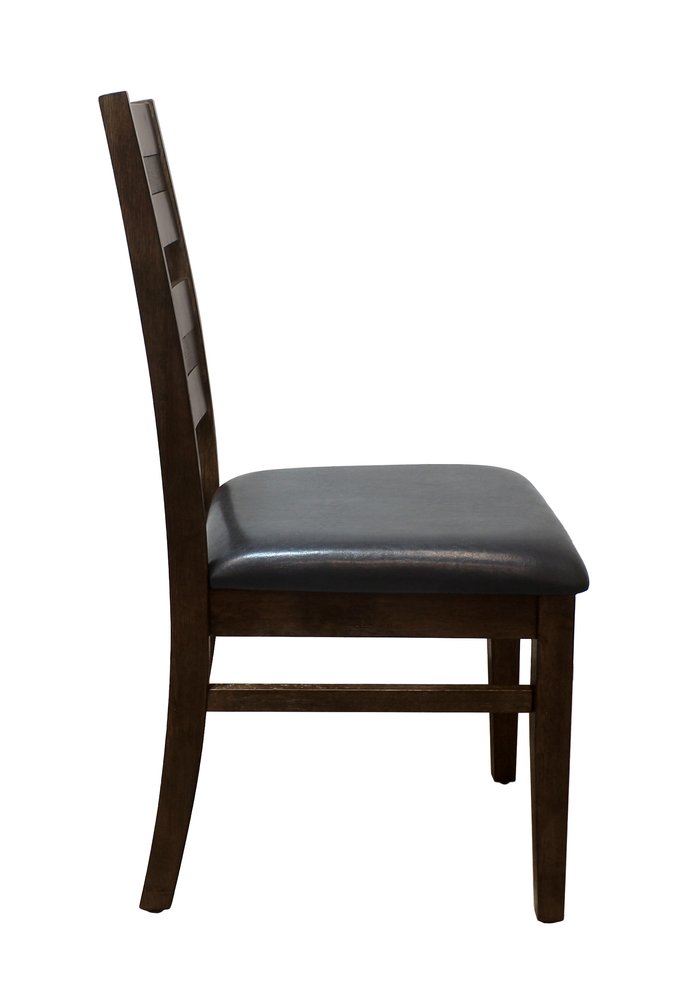Set of Two Black And Dark Brown Faux Leather And Solid Wood Partially Open Back Dining Side Chairs — view 4