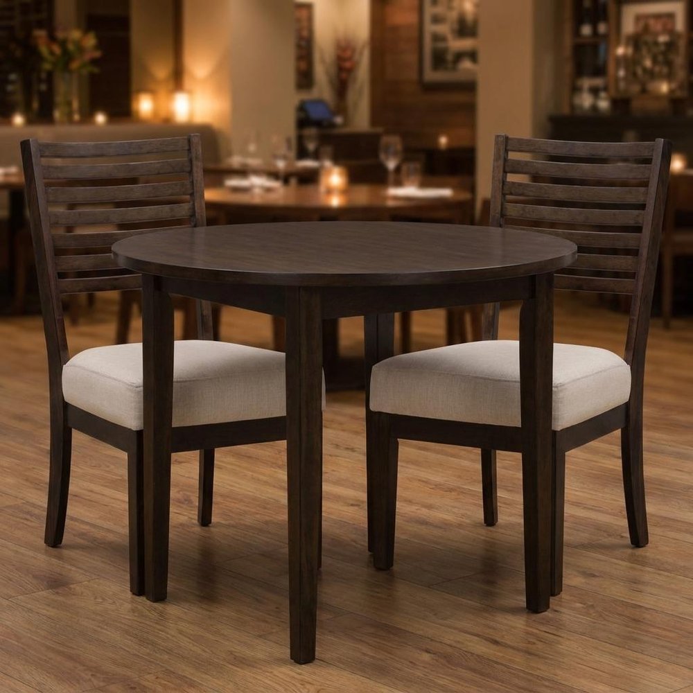 Set of Two Ivory And Dark Brown Linen And Solid Wood Slat Back Dining Side Chairs HomeRoots