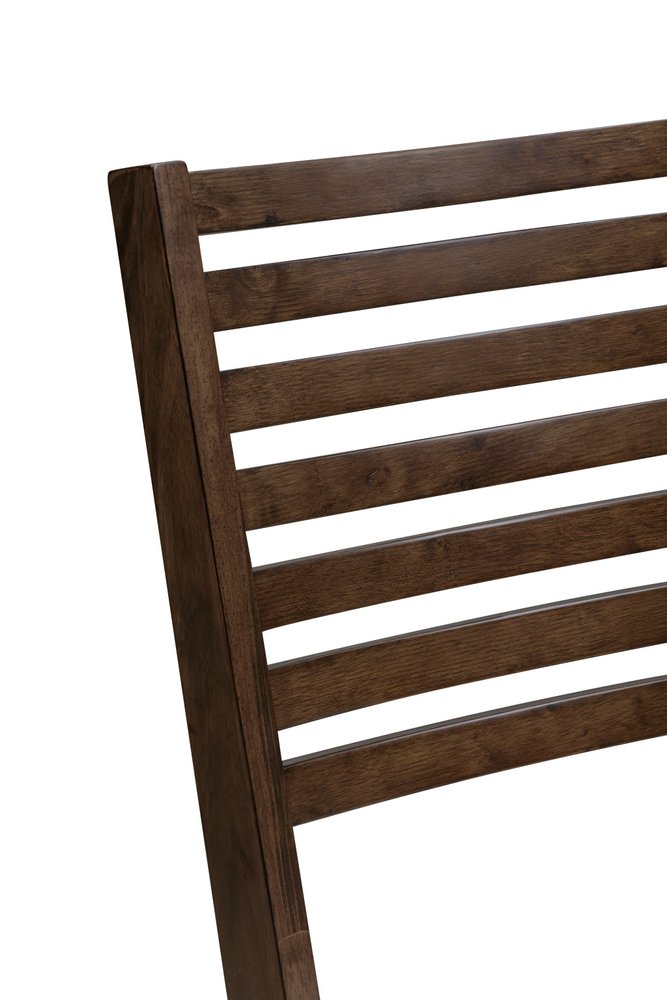 Set of Two Ivory And Dark Brown Linen And Solid Wood Slat Back Dining Side Chairs — view 5