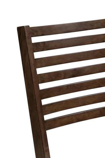 Set of Two Ivory And Dark Brown Linen And Solid Wood Slat Back Dining Side Chairs HomeRoots