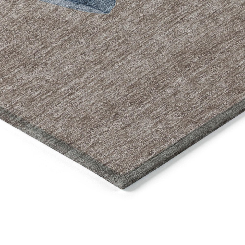 3' X 5' Taupe Denim Blue And Ivory Snowmen Washable Indoor Outdoor Area Rug — view 2