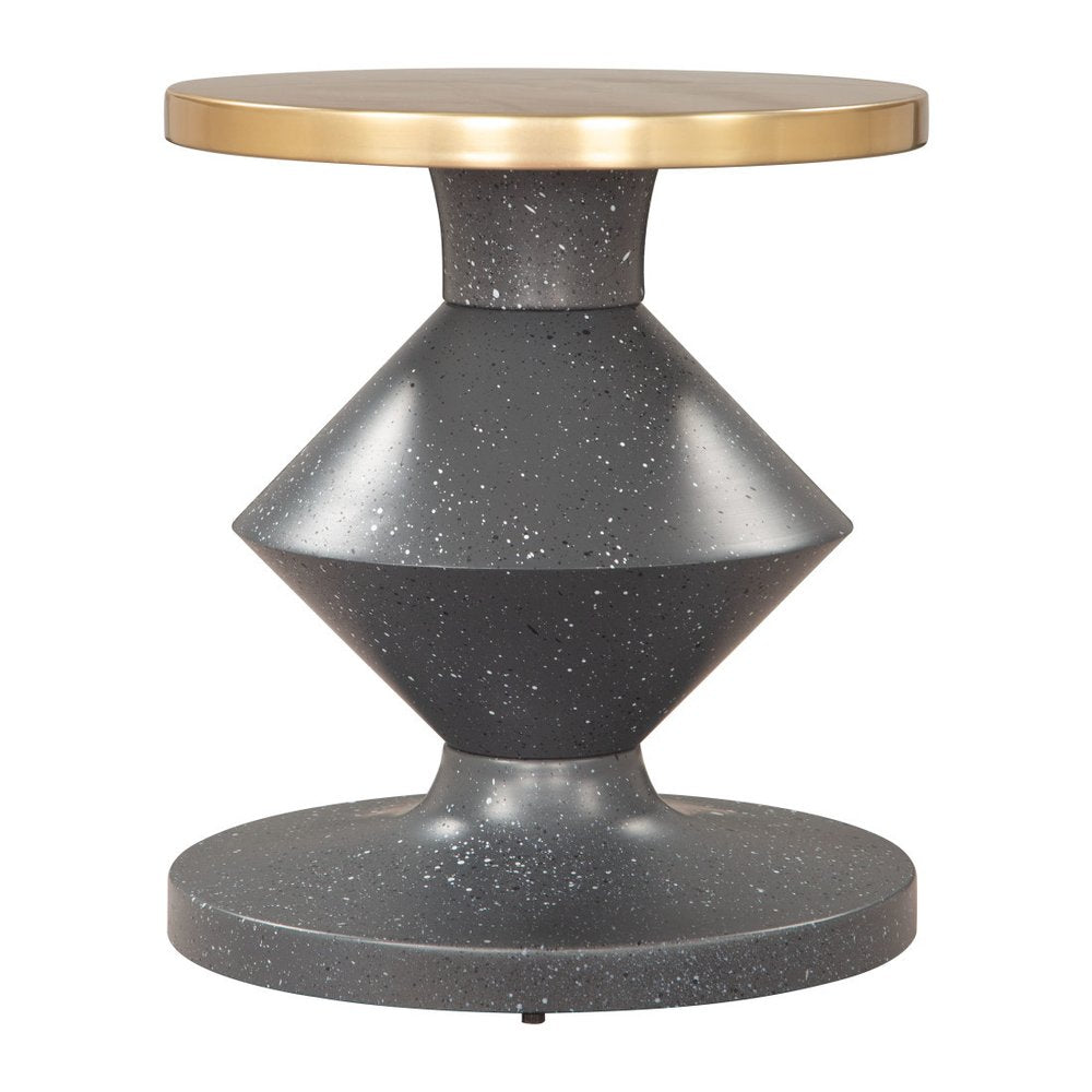 21" Gold And Gray Iron Cinched Pedestal End Table HomeRoots