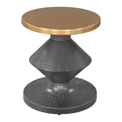 21" Gold And Gray Iron Cinched Pedestal End Table HomeRoots