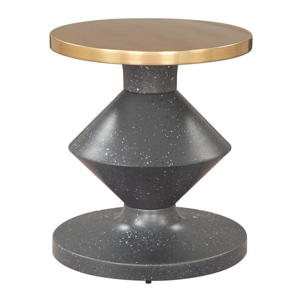 21" Gold And Gray Iron Cinched Pedestal End Table — view 6