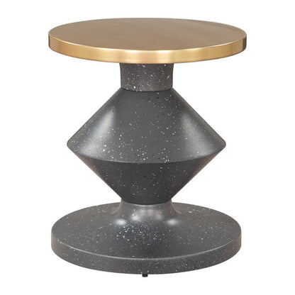 21" Gold And Gray Iron Cinched Pedestal End Table HomeRoots