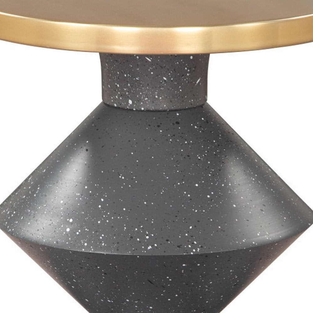 21" Gold And Gray Iron Cinched Pedestal End Table — view 7