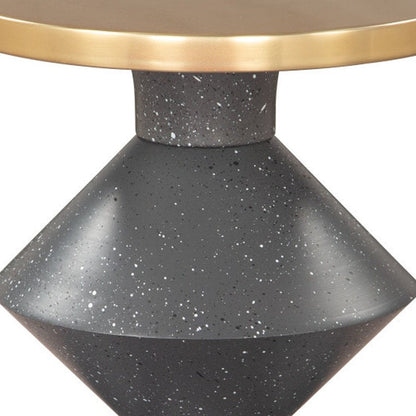 21" Gold And Gray Iron Cinched Pedestal End Table HomeRoots