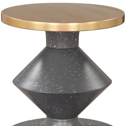 21" Gold And Gray Iron Cinched Pedestal End Table HomeRoots