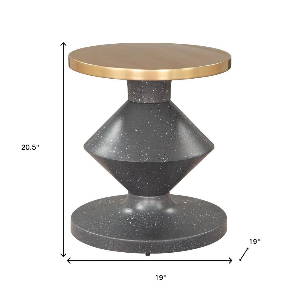 21" Gold And Gray Iron Cinched Pedestal End Table HomeRoots
