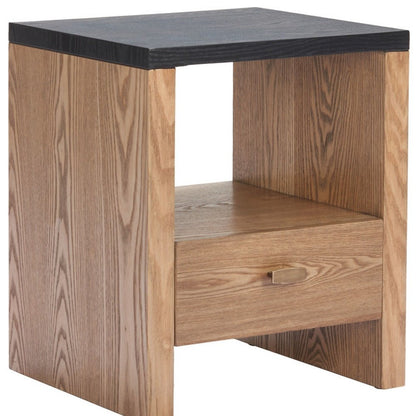 20" Black Wood Pedestal End Table With Drawer And Shelf HomeRoots