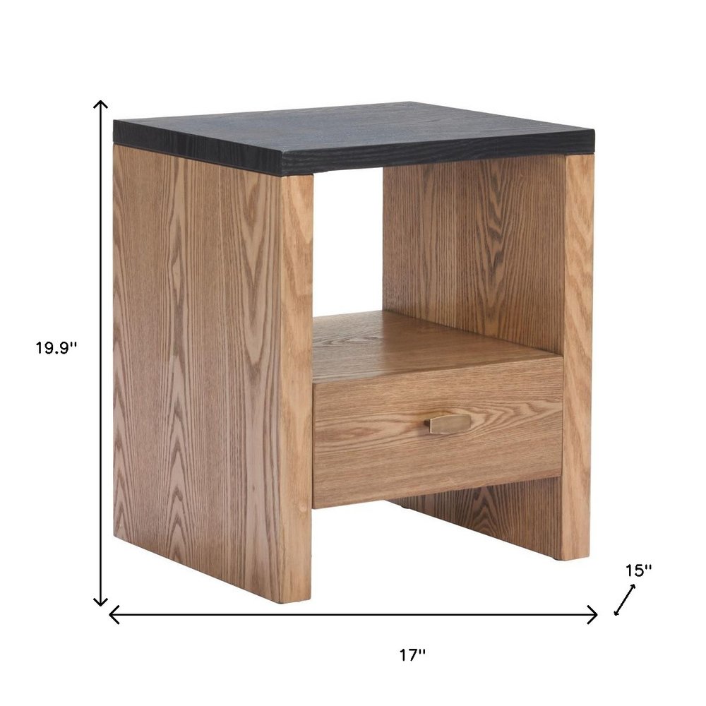20" Black Wood Pedestal End Table With Drawer And Shelf HomeRoots