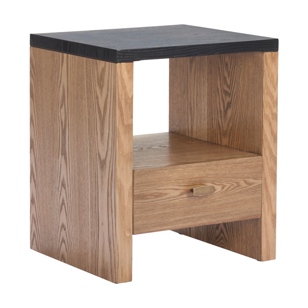 20" Black Wood Frame End Table With Drawer And Shelf — view 8