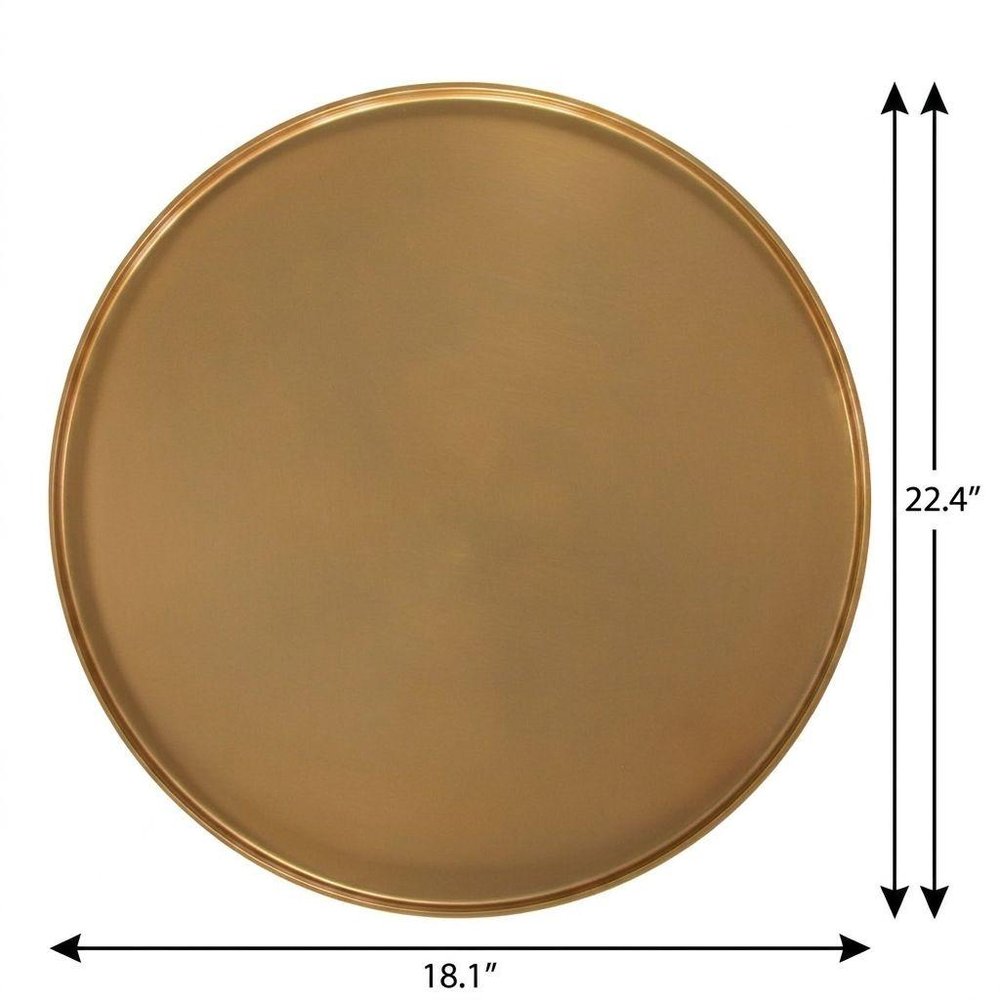 22" Gold and Beige Iron and Faux Concrete Round Pedestal End Table — view 9