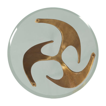23" Clear and Gold Glass and Distressed Aluminum Circular End Table HomeRoots