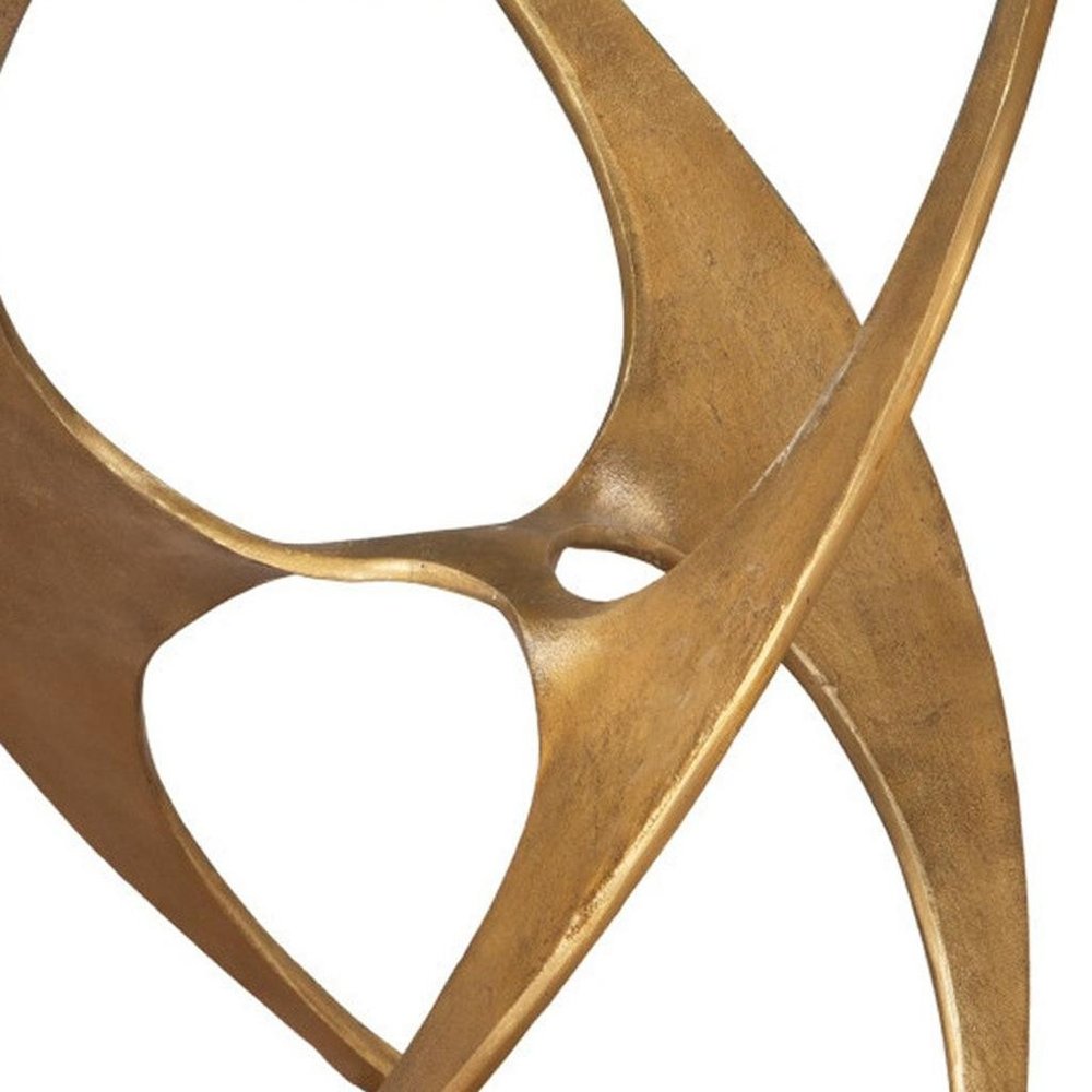 23" Clear and Gold Glass and Distressed Aluminum Circular End Table — view 6