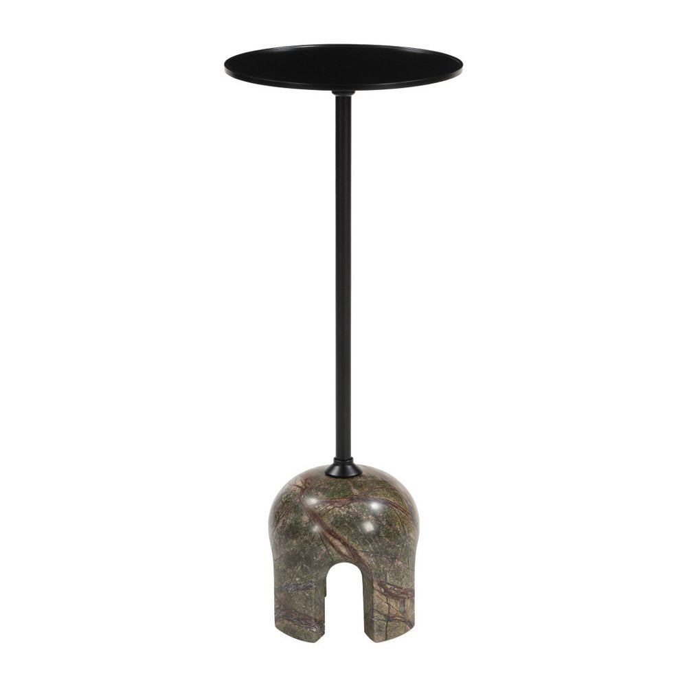 22" Black Brown and Stone Marble Free Form Pedestal End Table HomeRoots