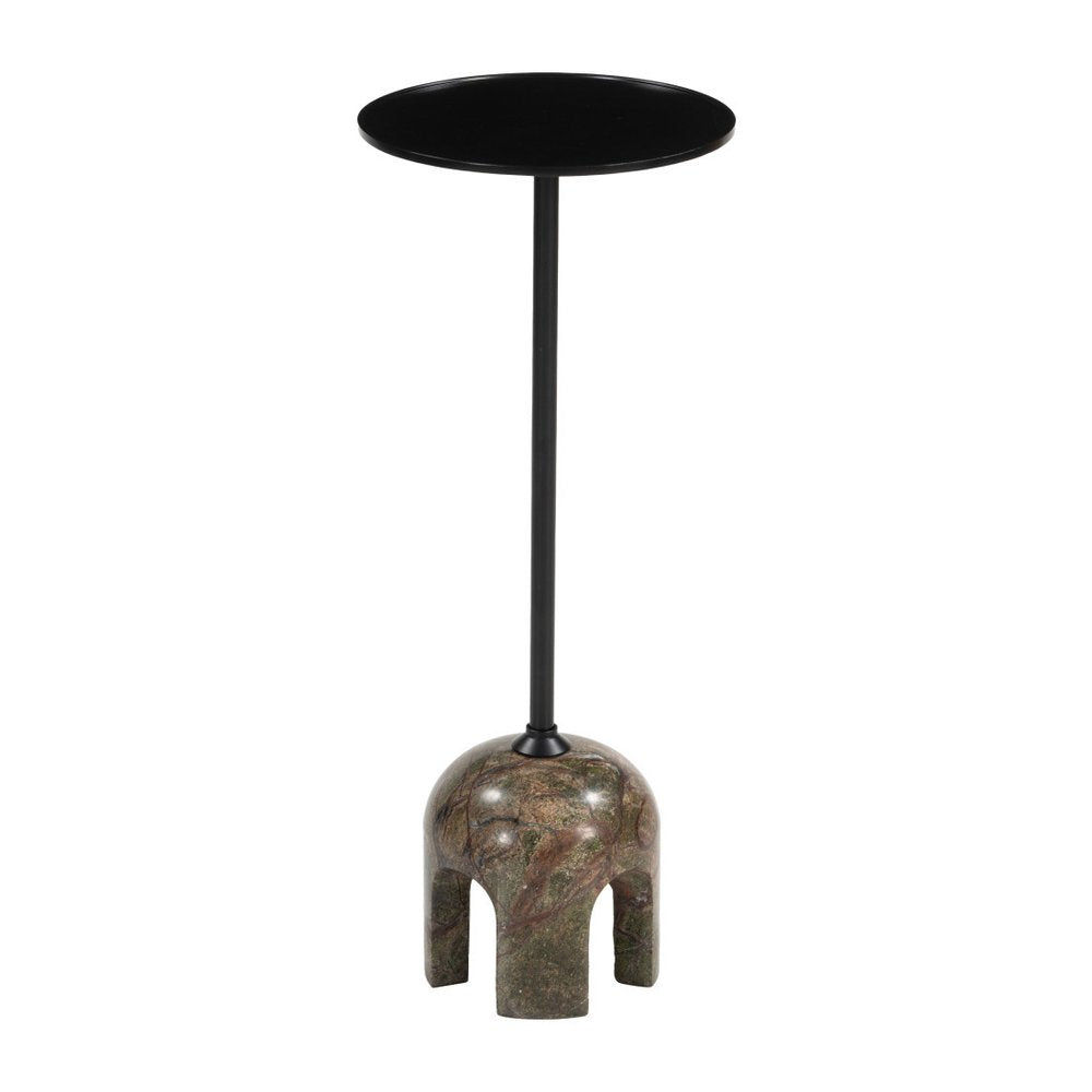 22" Black Brown and Stone Marble Free Form Pedestal End Table