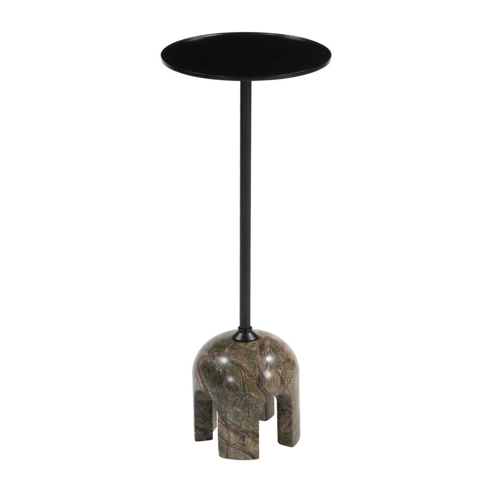 22" Black Brown and Stone Marble Free Form Pedestal End Table — view 7