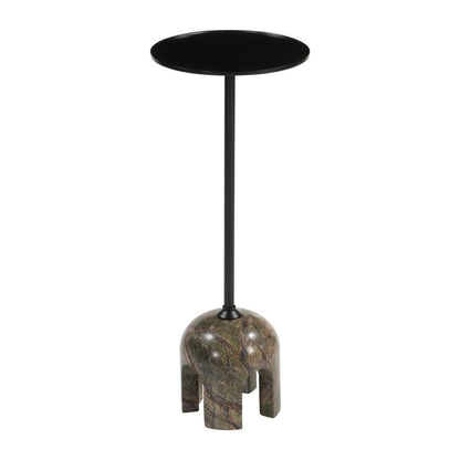 22" Black Brown and Stone Marble Free Form Pedestal End Table HomeRoots