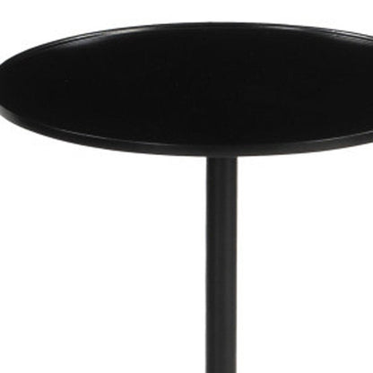 22" Black Brown and Stone Marble Free Form Pedestal End Table HomeRoots