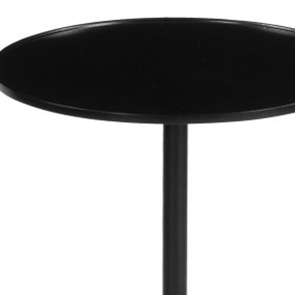 22" Black Brown and Stone Marble Free Form Pedestal End Table