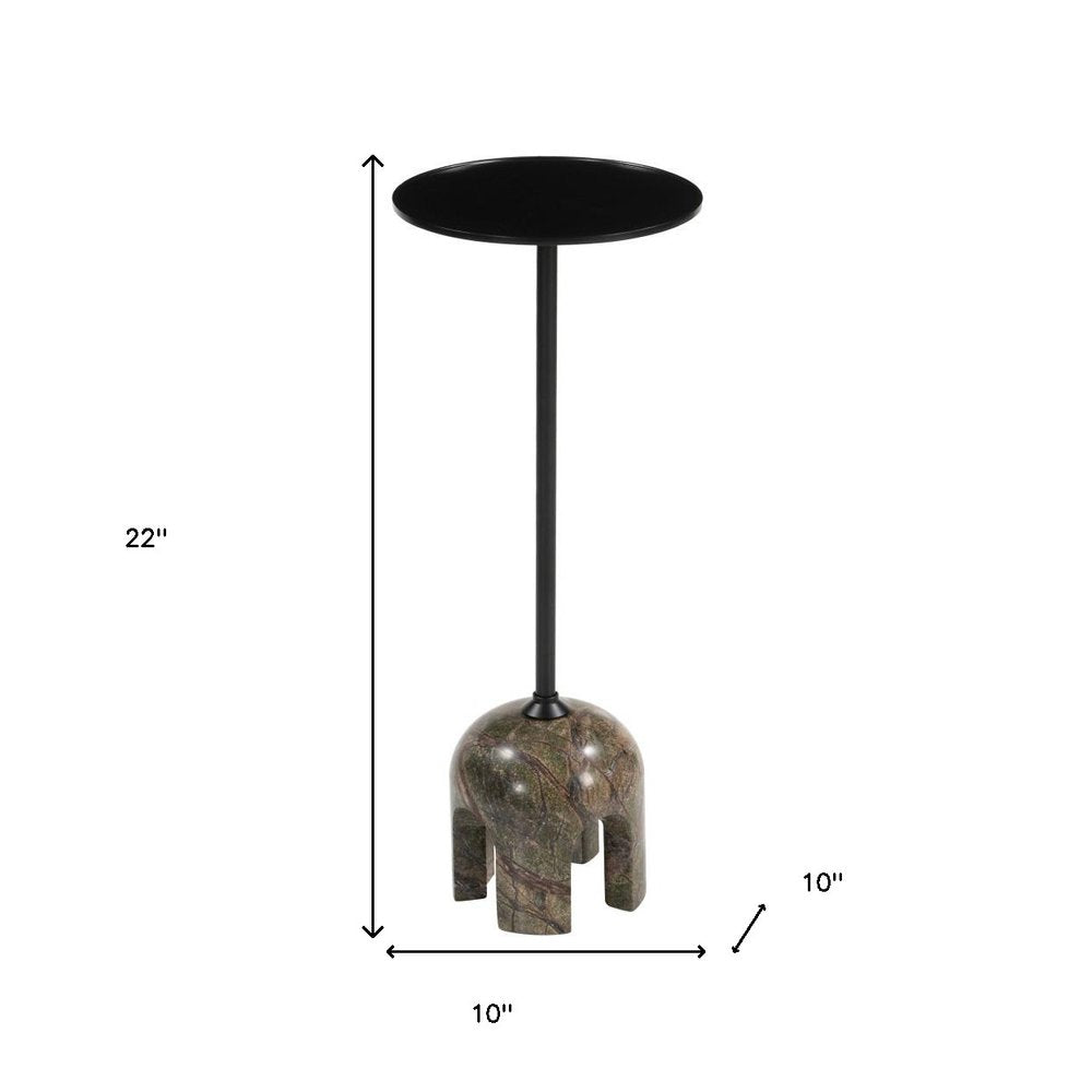 22" Black Brown and Stone Marble Free Form Pedestal End Table — view 3