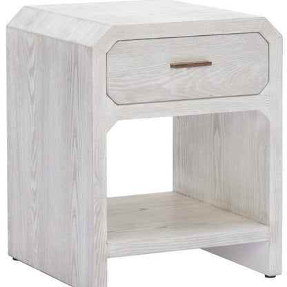 20" White Wood Faceted End Table With Drawer And Shelf HomeRoots