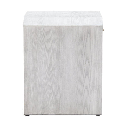 20" White Wood Faceted End Table With Drawer And Shelf HomeRoots