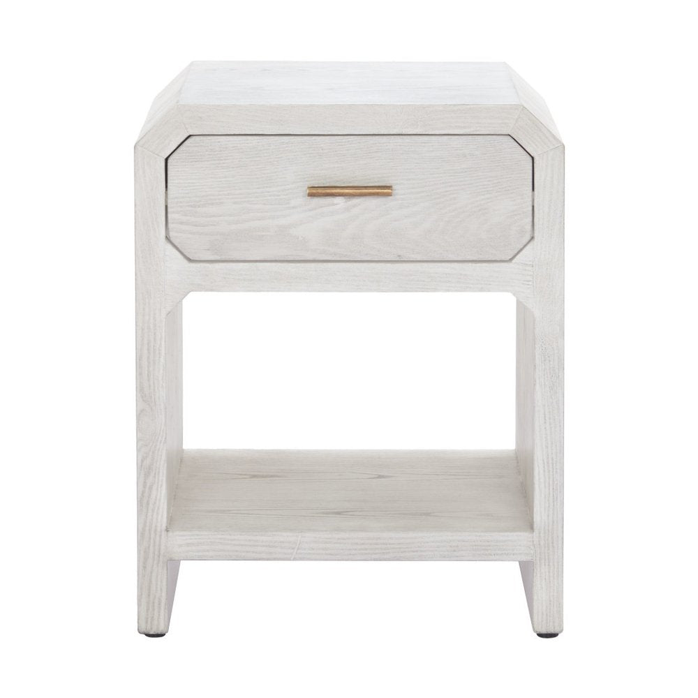20" White Wood Faceted End Table With Drawer And Shelf HomeRoots