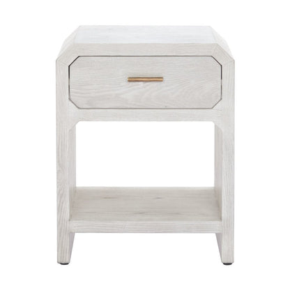 20" White Wood Faceted End Table With Drawer And Shelf HomeRoots
