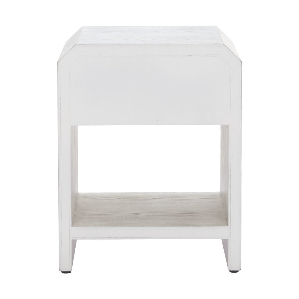 20" White Wood Faceted End Table With Drawer And Shelf — view 7