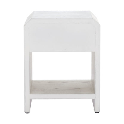 20" White Wood Faceted End Table With Drawer And Shelf HomeRoots