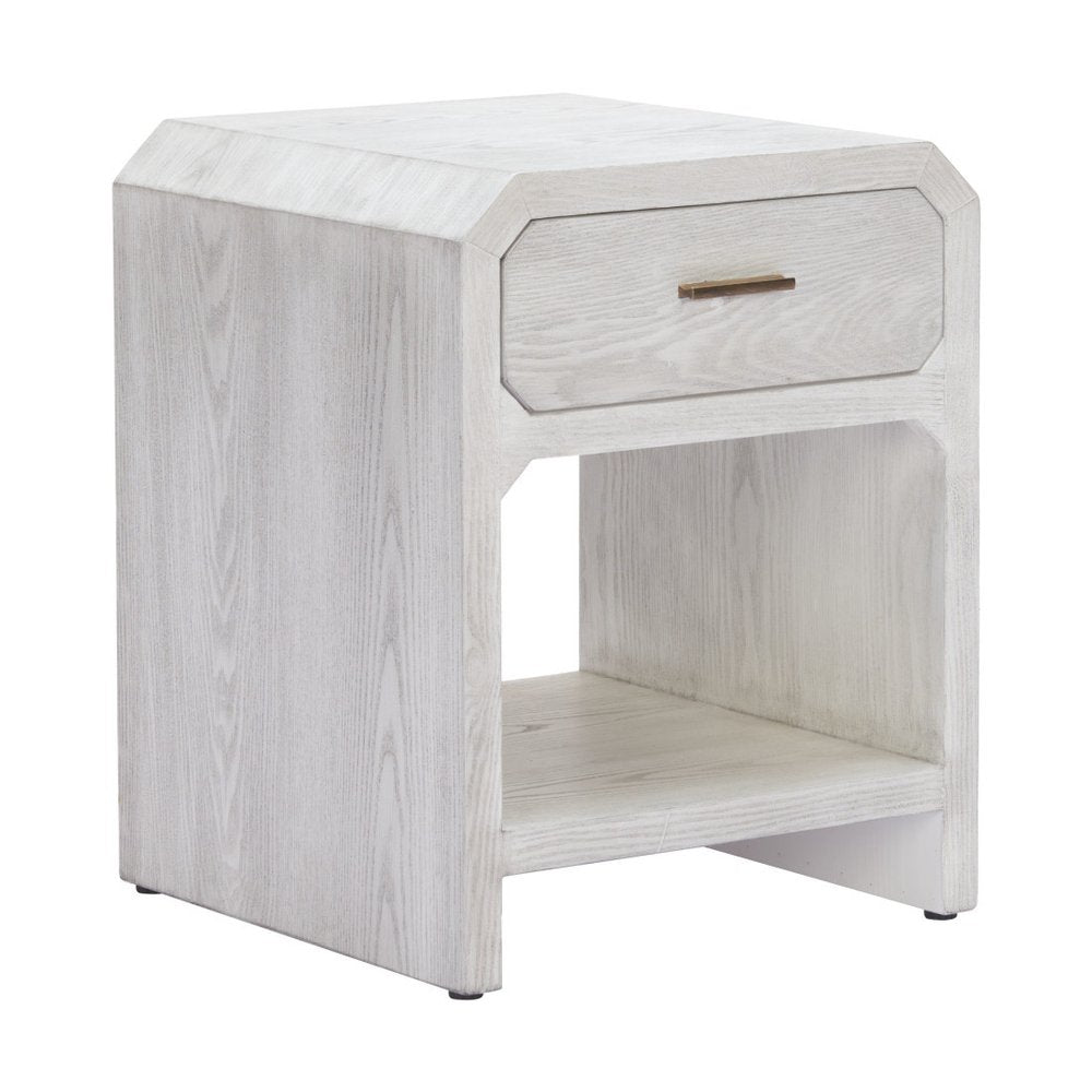 20" White Wood Faceted End Table With Drawer And Shelf HomeRoots