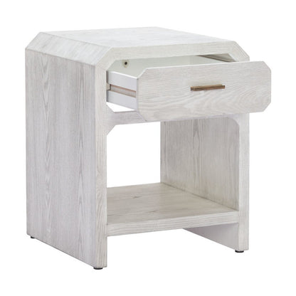 20" White Wood Faceted End Table With Drawer And Shelf HomeRoots