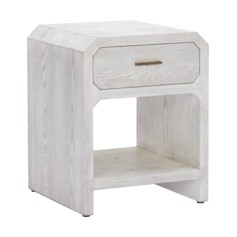 20" White Wood Faceted End Table With Drawer And Shelf HomeRoots