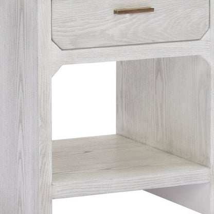 20" White Wood Faceted End Table With Drawer And Shelf HomeRoots
