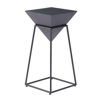 25" Black Wood and Steel Free Form Pedestal End Table HomeRoots